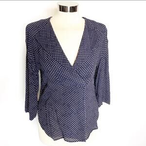 Arket dot print lapel faux wrap blouse